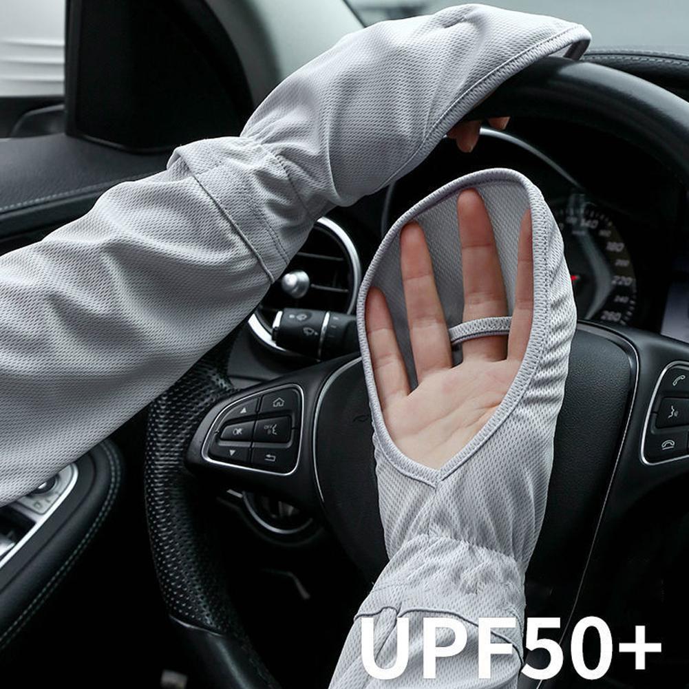 Cycling Glove - ソリッドカラー大アイスシルク手袋女性運転日焼け止め袖ルーズ通気性アームプロテクター Uv 屋外馬蹄スリーブ