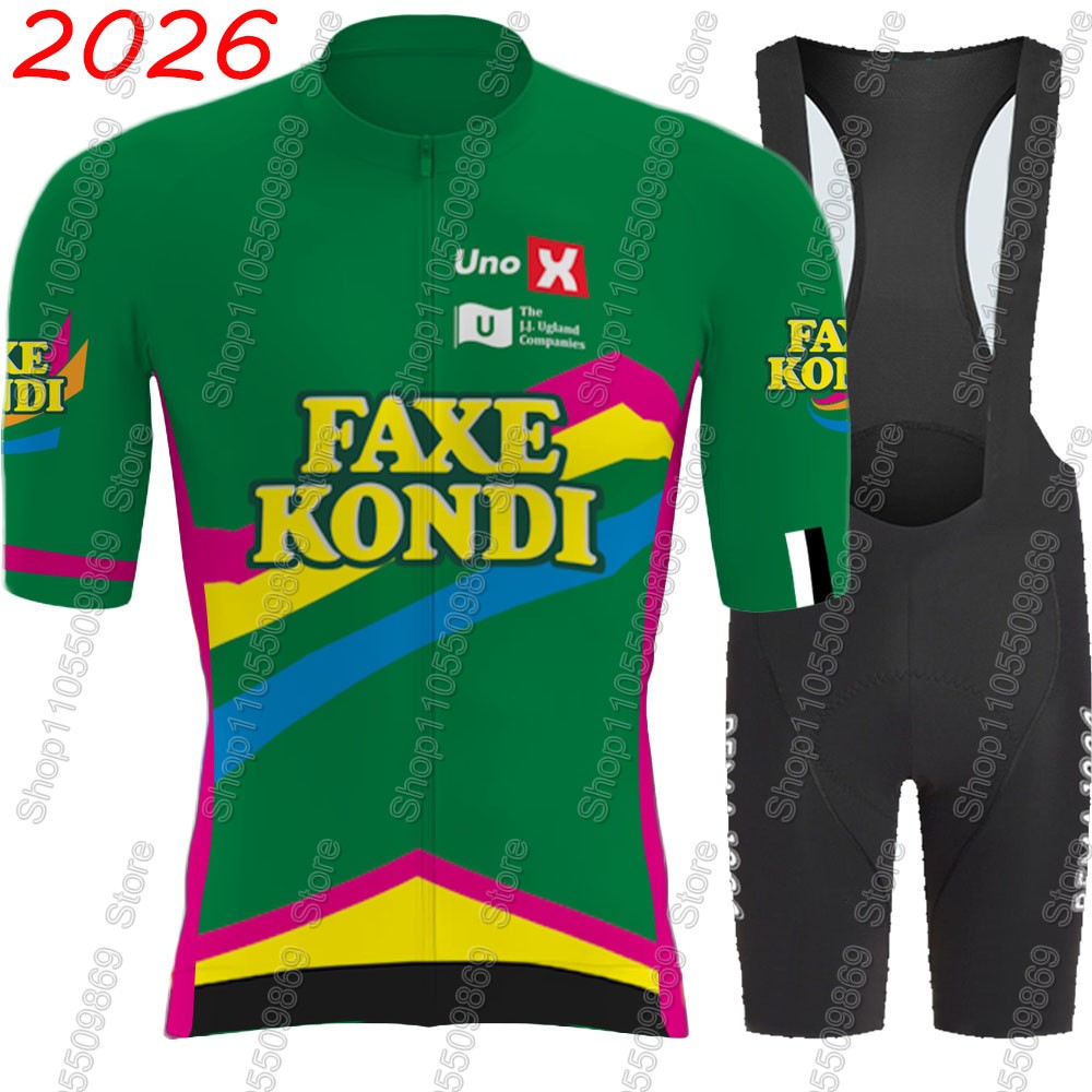 Cycling Bib Shorts - UNO X 2026プロチームサイクリングジャージセット サマーノルウェーグリーン ウェア メンズキット