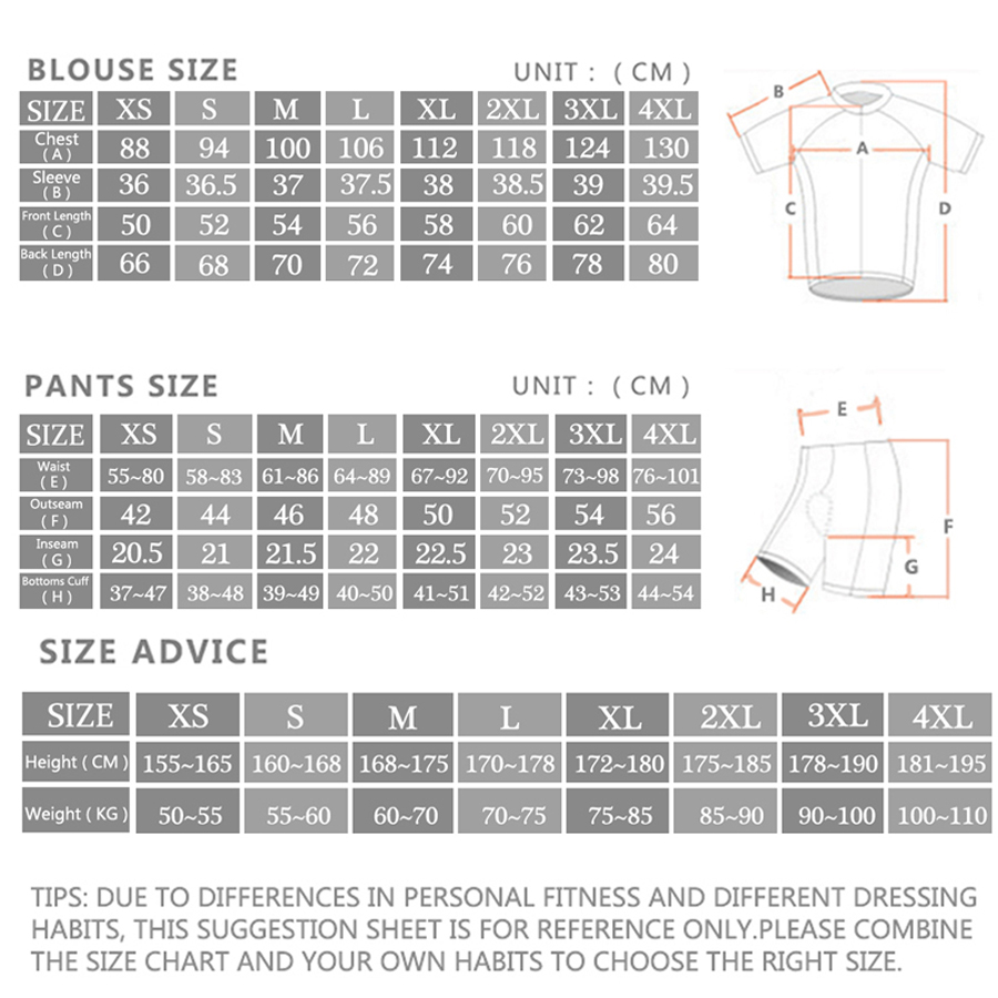 マロハサイクリングジャージー服セット、ビブショーツ、ジェルパ - Cycling Bib Shorts のレビューと価格