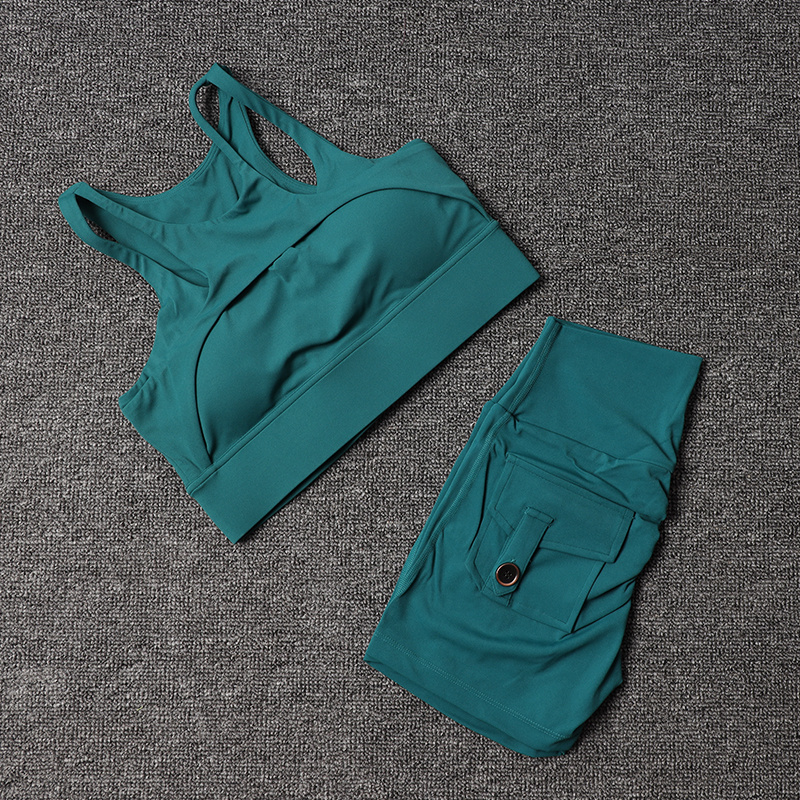 フィットネスショーツヨガセット女性のトラックスーツハイウエス - Cycling Gear Women のレビューと価格