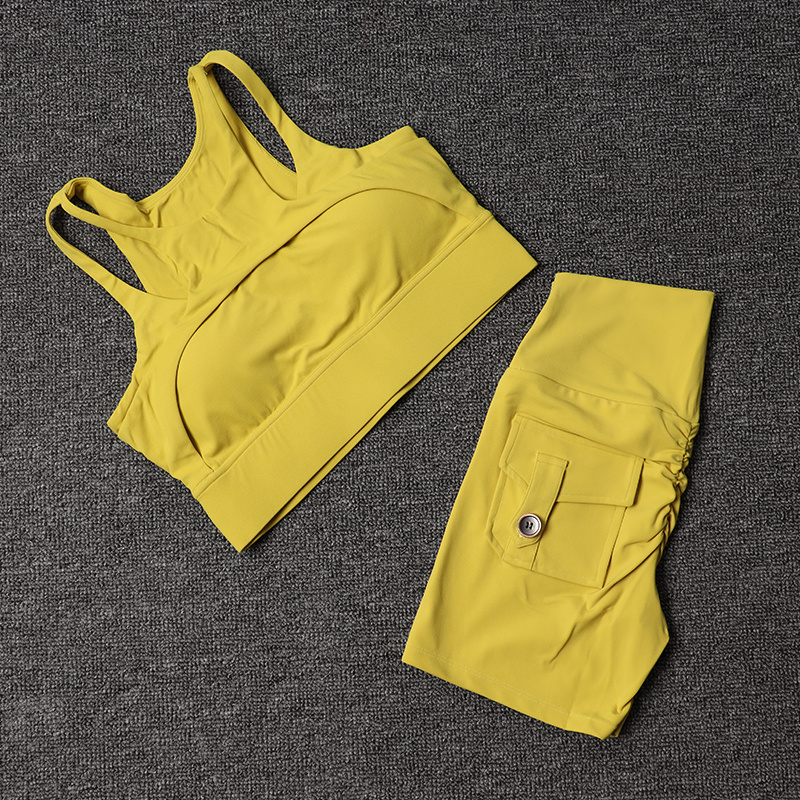 フィットネスショーツヨガセット女性のトラックスーツハイウエス - Cycling Gear Women のレビューと価格
