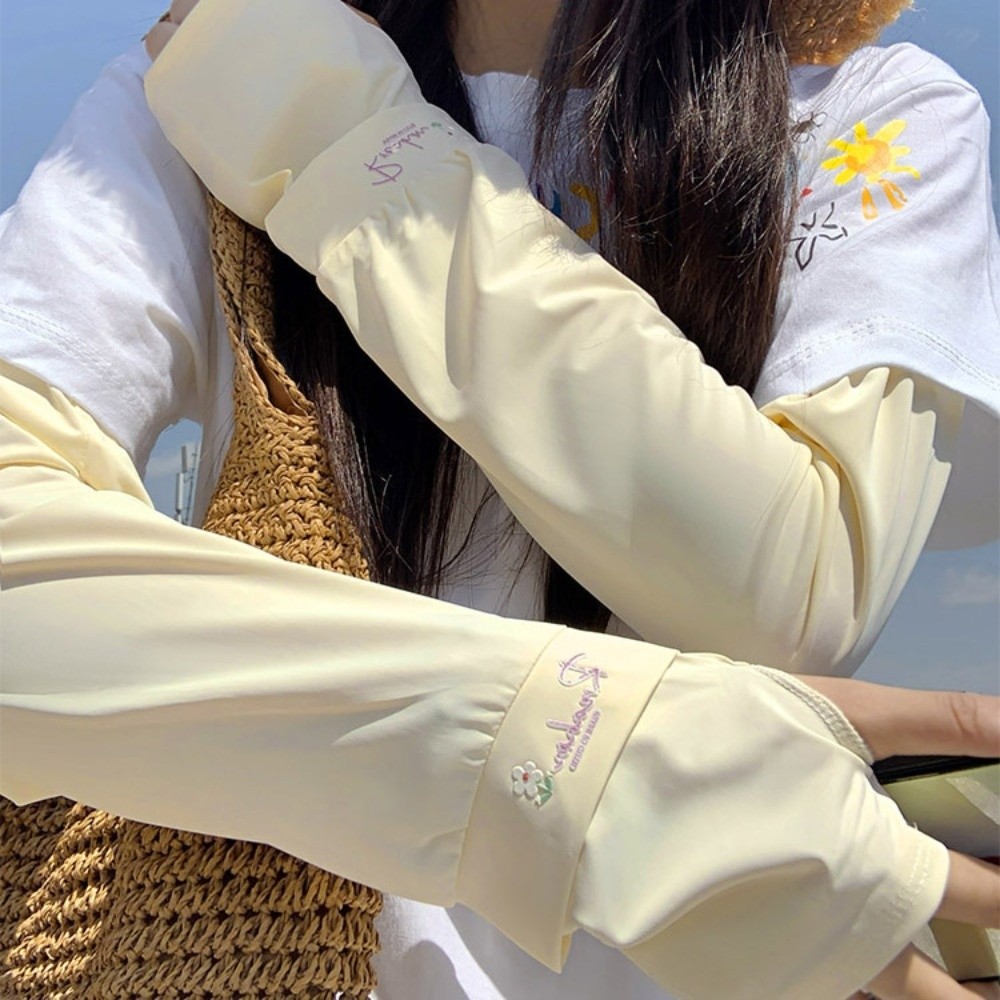 花柄刺繍入りロングアイスシルクスリーブ、ゆったりとした腕保護 - Cycling Glove のレビューと価格